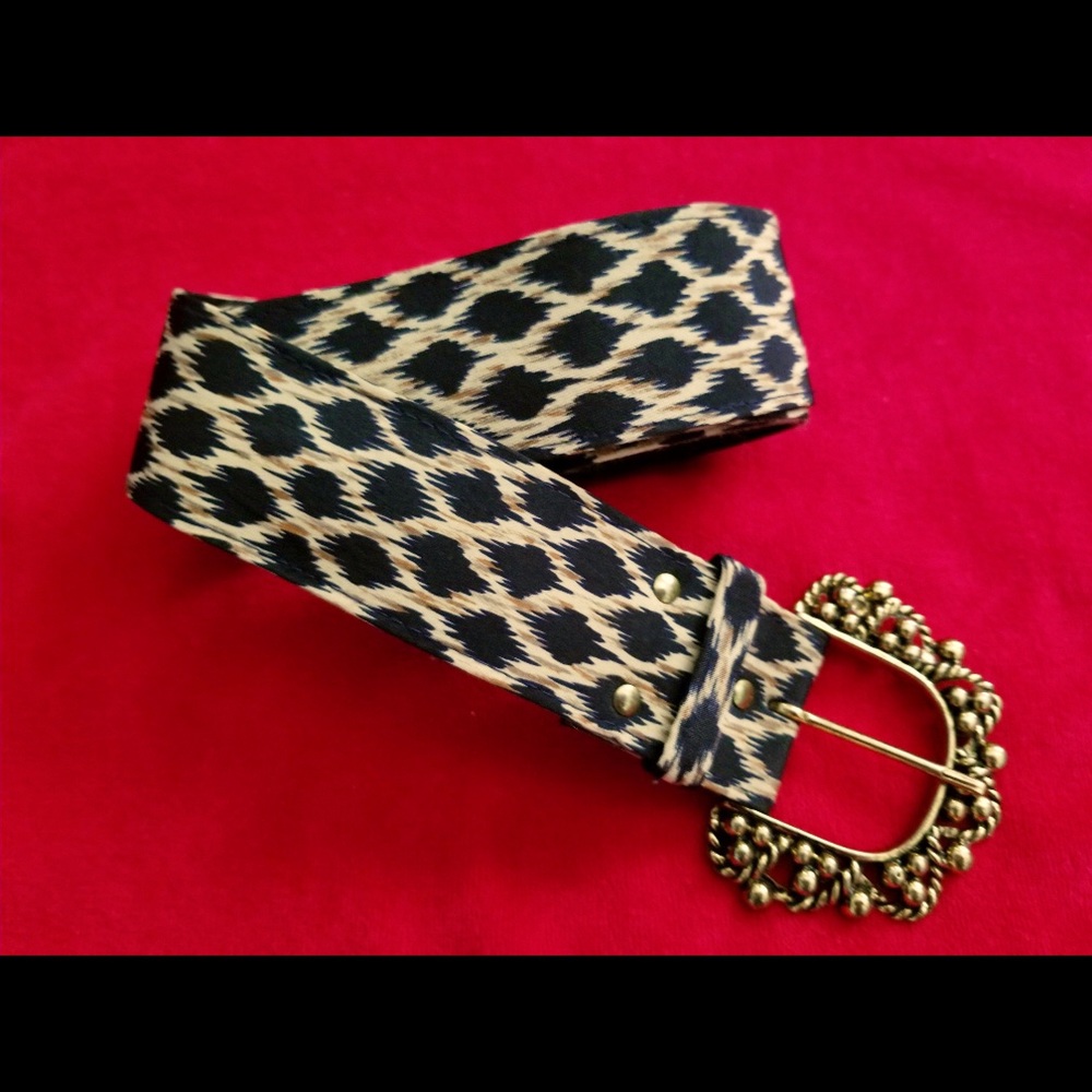 Vintage 90s Leopard Print Fabric Belt